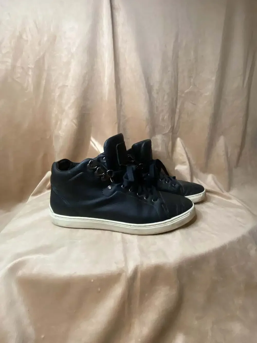 Rag & Bone Kent Black Leather High-Top Sneakers: M40